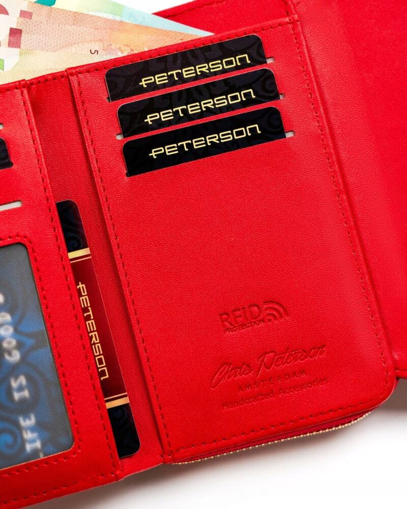 Damen-Geldbörse aus Öko-Leder mit Druckknopf- und Reißverschluss – Peterson – Bild 7