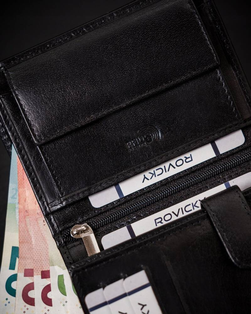 Erweiterte Herren Geldbörse aus echtem Leder mit RFID-Schutz – Rovicky – Bild 10