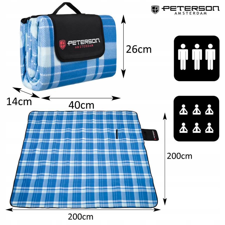 Picknickdecke aus Stoff mit wasserdichter Isolierung – Peterson – Bild 3