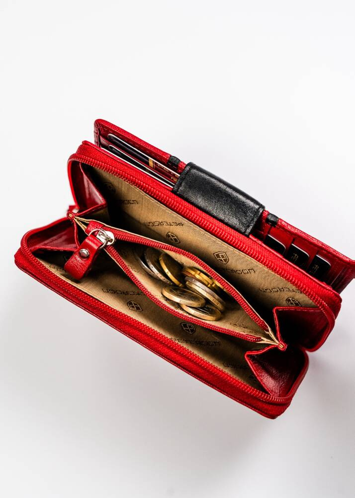 Damen Geldbörse aus Leder mit Druckknopf und Reißverschluss – Peterson – Bild 8