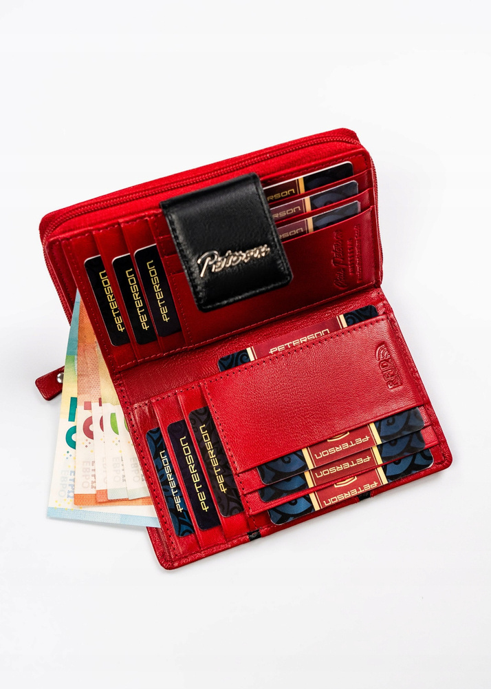 Damen Geldbörse aus Leder mit Druckknopf und Reißverschluss – Peterson – Bild 5