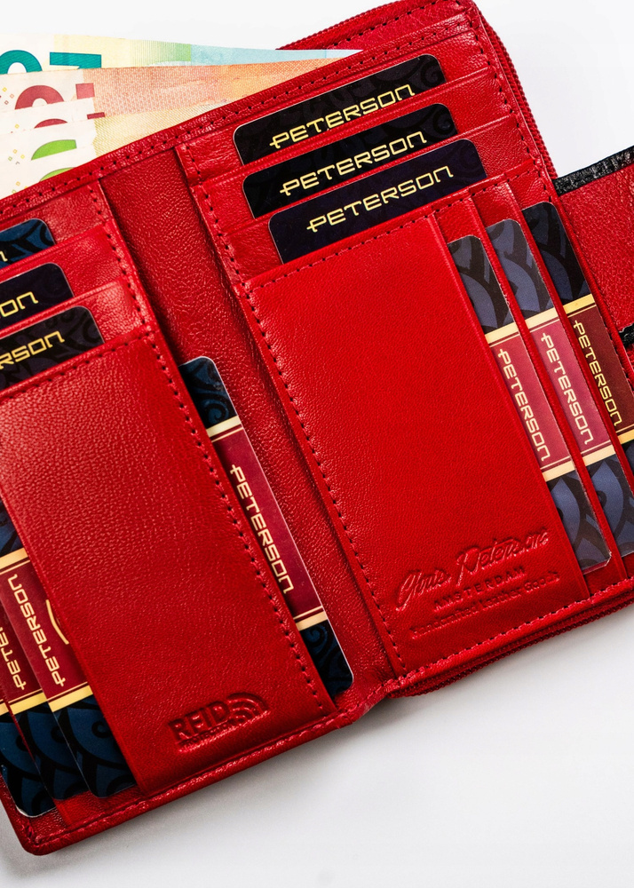 Damen Geldbörse aus Leder mit Druckknopf und Reißverschluss – Peterson – Bild 7