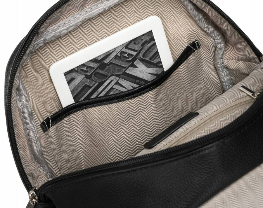 Klassischer Damen-Rucksack aus Öko-Leder mit Klappe - Peterson – Bild 6