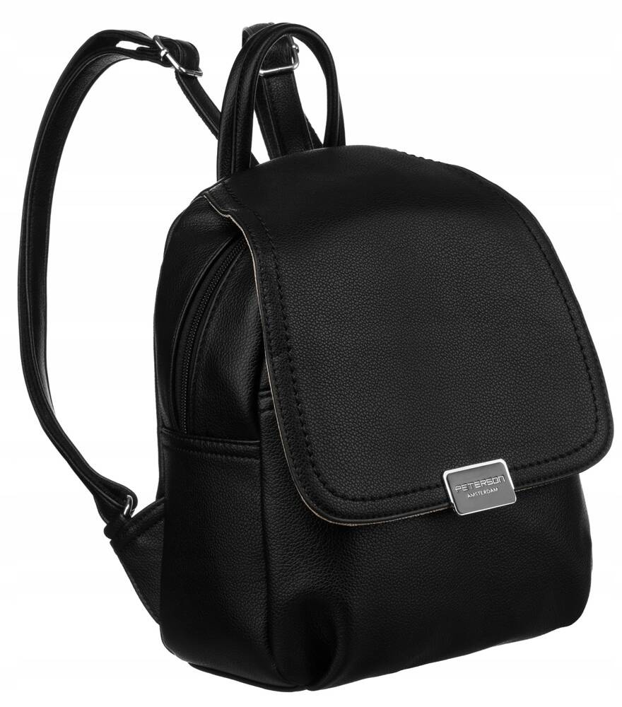Klassischer Damen-Rucksack aus Öko-Leder mit Klappe - Peterson