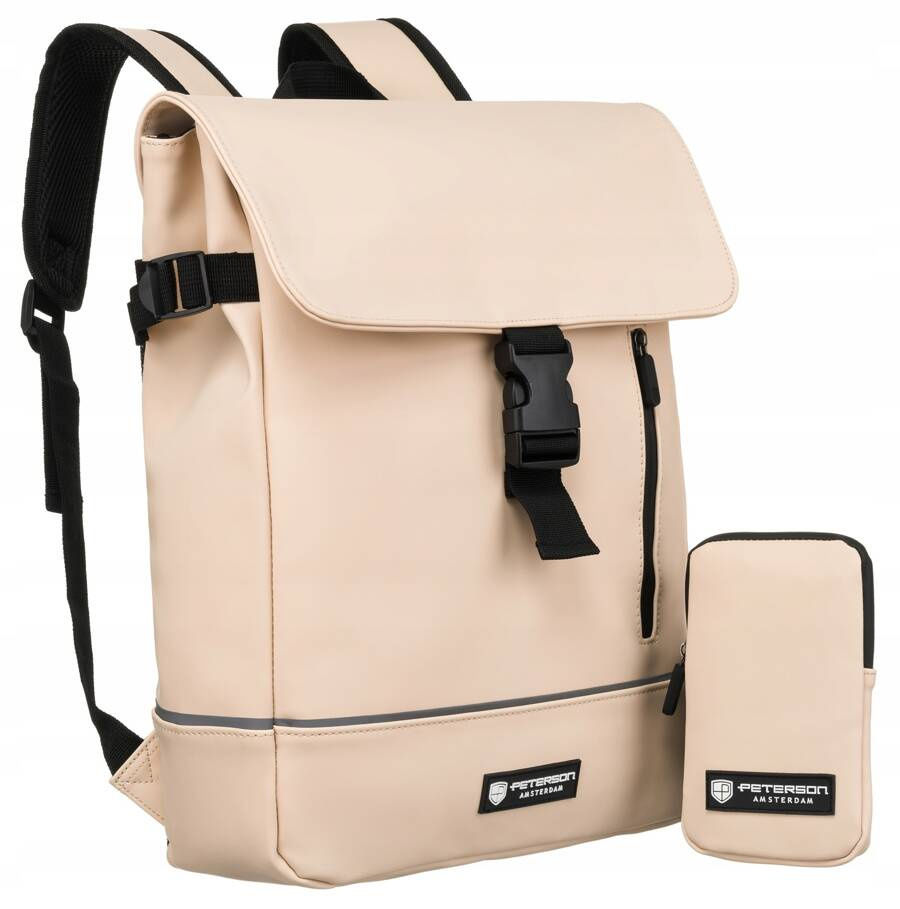 Robuster City Rucksack aus Synthetikmaterial mit Etui im Set – Peterson