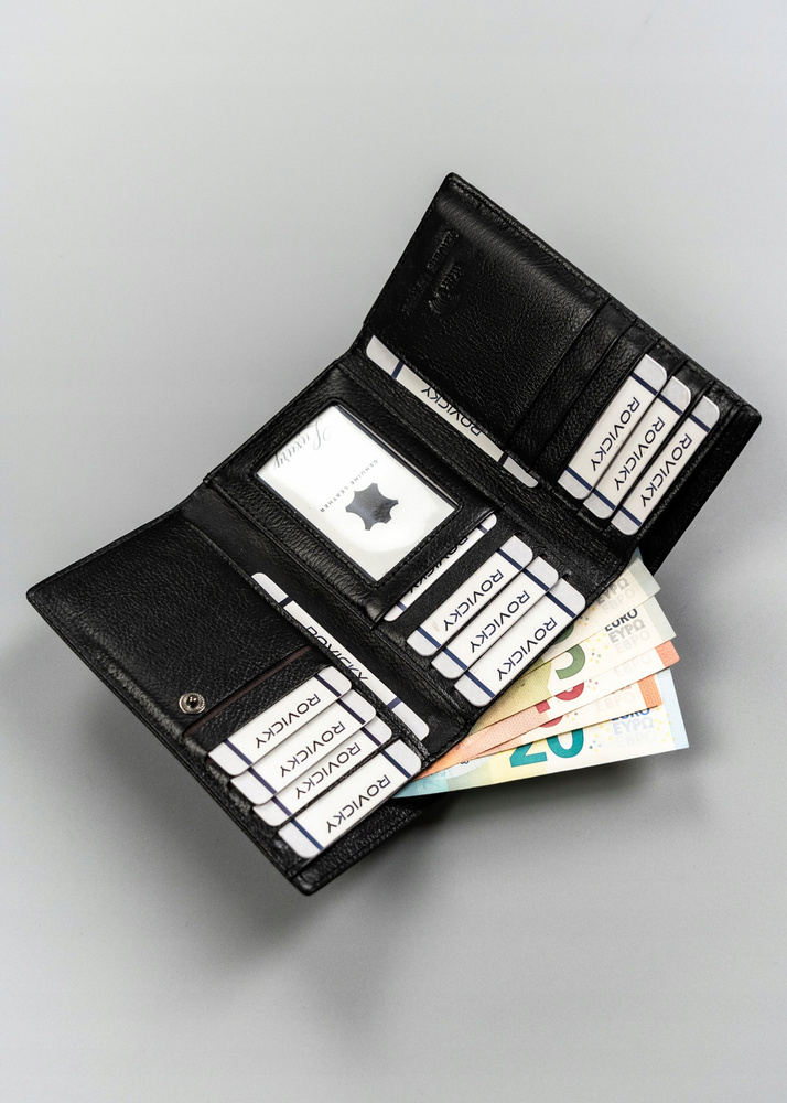 Mittelgroße Damen Geldbörse aus Leder mit Druckknopf – 4U Cavaldi – Bild 6