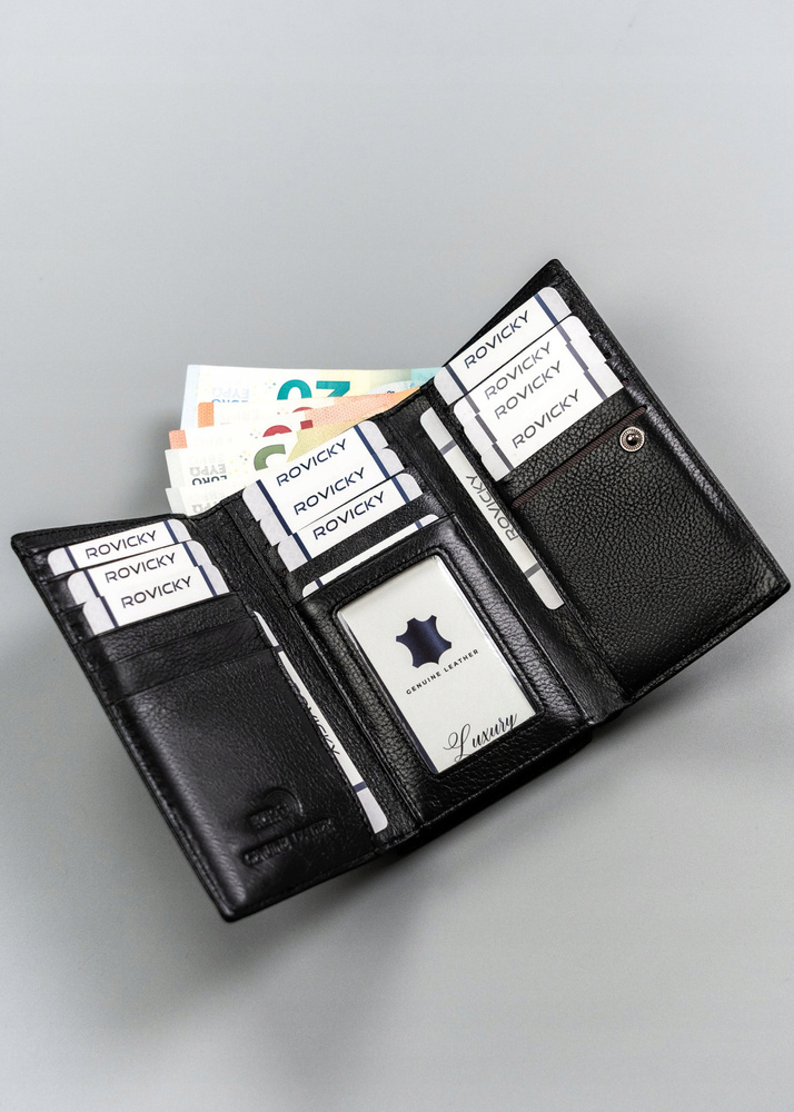 Mittelgroße Damen Geldbörse aus Leder mit Druckknopf – 4U Cavaldi – Bild 5