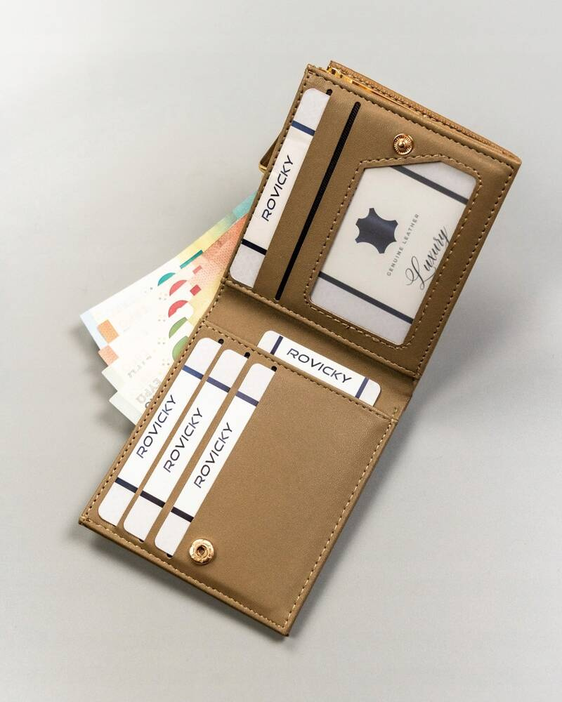Kleine Damen Geldbörse aus Öko-Leder mit Druckknopf und Bügelverschluss – Milano Design – Bild 5