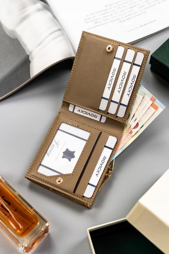 Kleine Damen Geldbörse aus Öko-Leder mit Druckknopf und Bügelverschluss – Milano Design – Bild 6