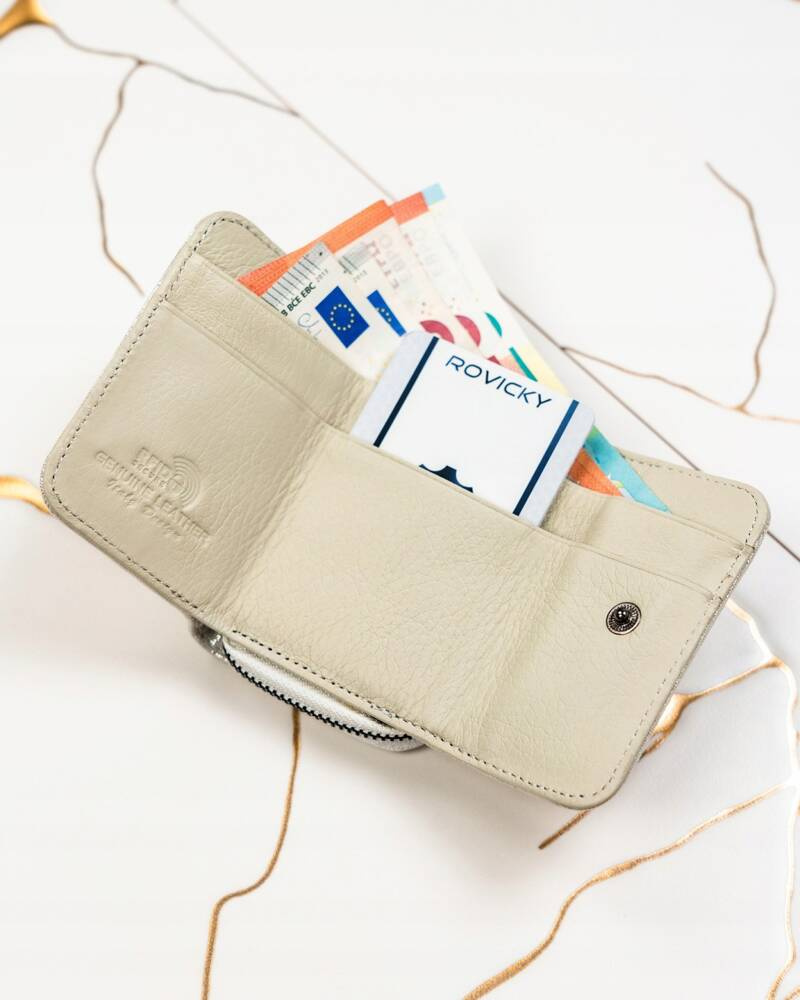Kleine Damen Geldbörse aus Leder mit Reißverschluss und Druckknopf – Lorenti – Bild 5