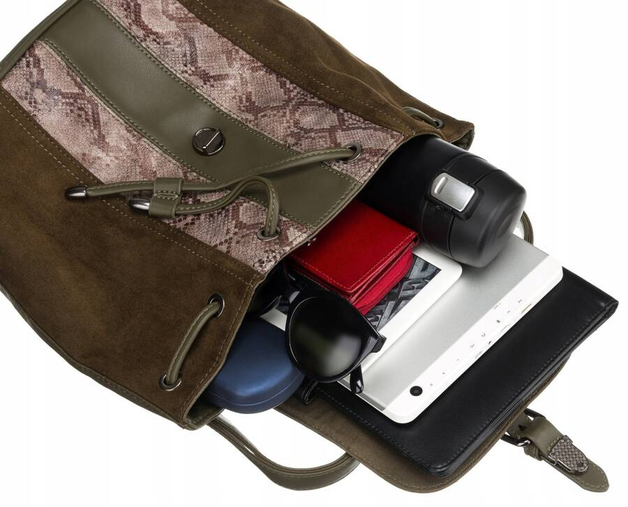 Damen Rucksack aus Öko-Leder mit Überschlag – David Jones – Bild 8