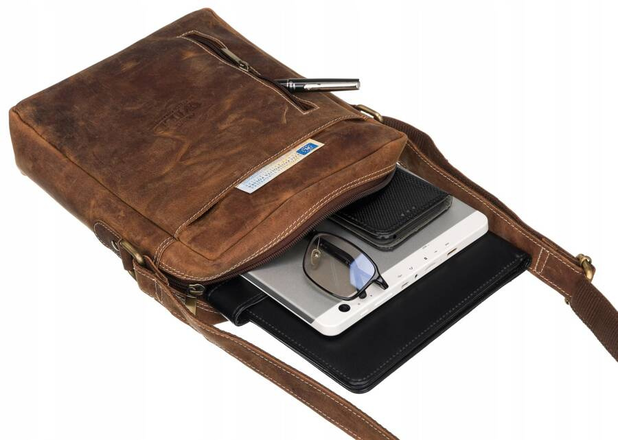 Herren-Umhängetasche aus Leder mit Taschen – Always Wild – Bild 7