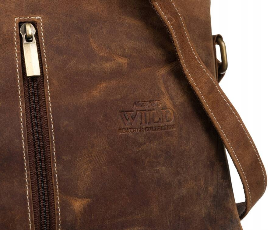 Herren-Umhängetasche aus Leder mit Taschen – Always Wild – Bild 4