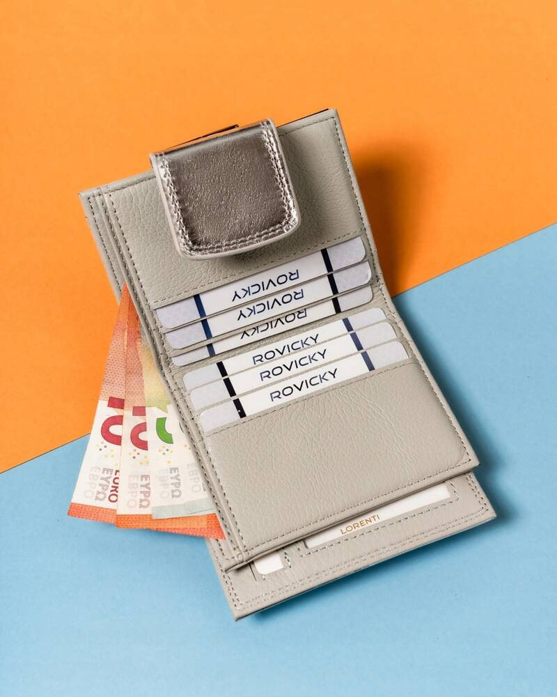 Stilvolle, kleine Damen Geldbörse aus Leder mit Bügel- und Druckknopf – Lorenti – Bild 6