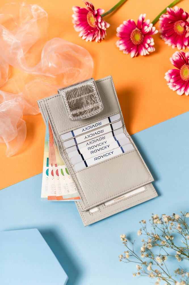 Elegante, kleine Damen Geldbörse aus Leder mit Bügel- und Druckknopf – Lorenti – Bild 6