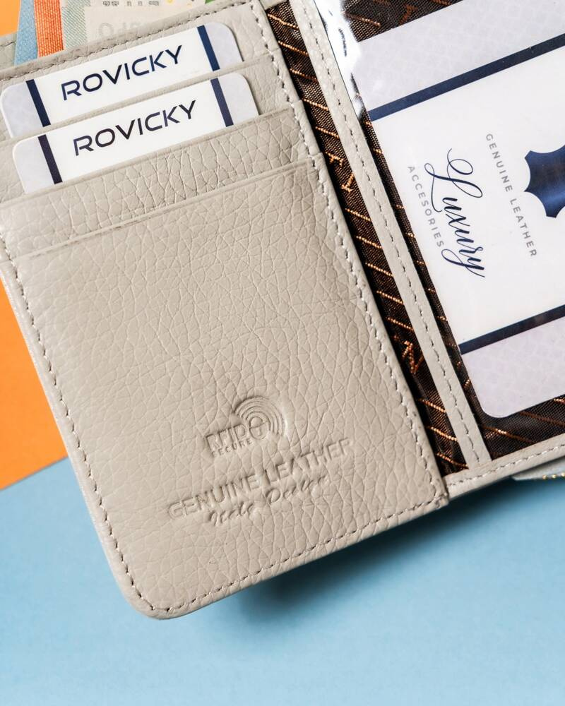 Elegante Damen Geldbörse aus Leder mit Druckknopf und Reißverschluss – Lorenti – Bild 8