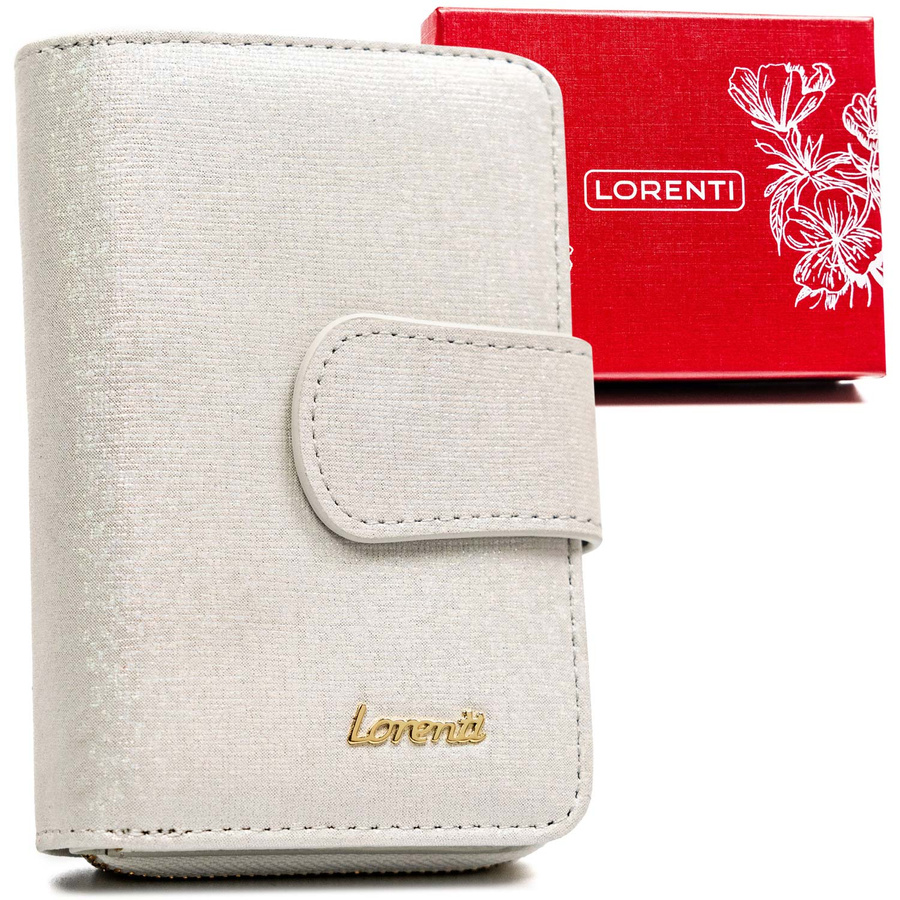 Elegante Damen Geldbörse aus Leder mit Druckknopf und Reißverschluss – Lorenti