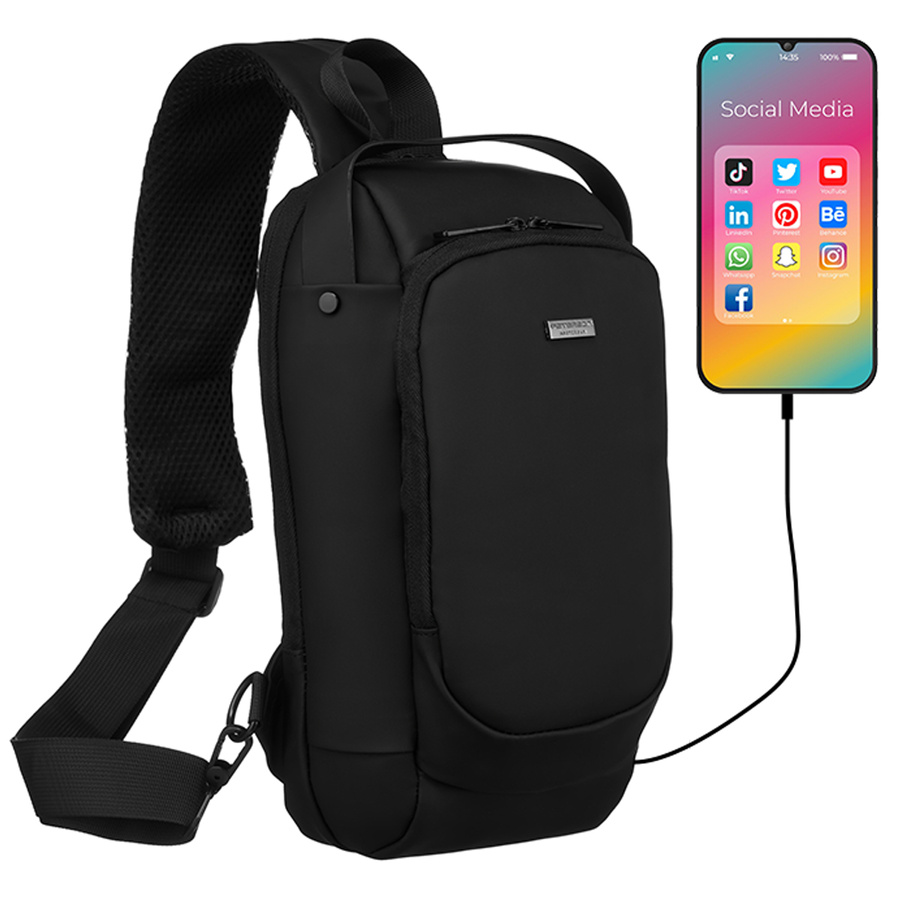 Umhängetasche mit USB-Anschluss – Peterson