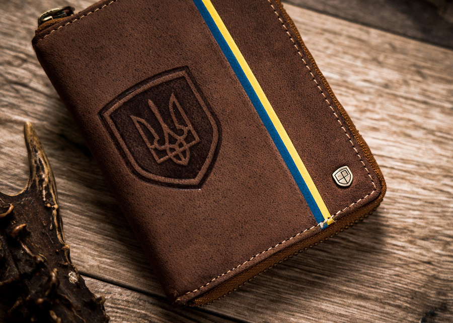 Herren Geldbörse aus Leder mit ukrainischem Wappen und Farben – Peterson – Bild 3