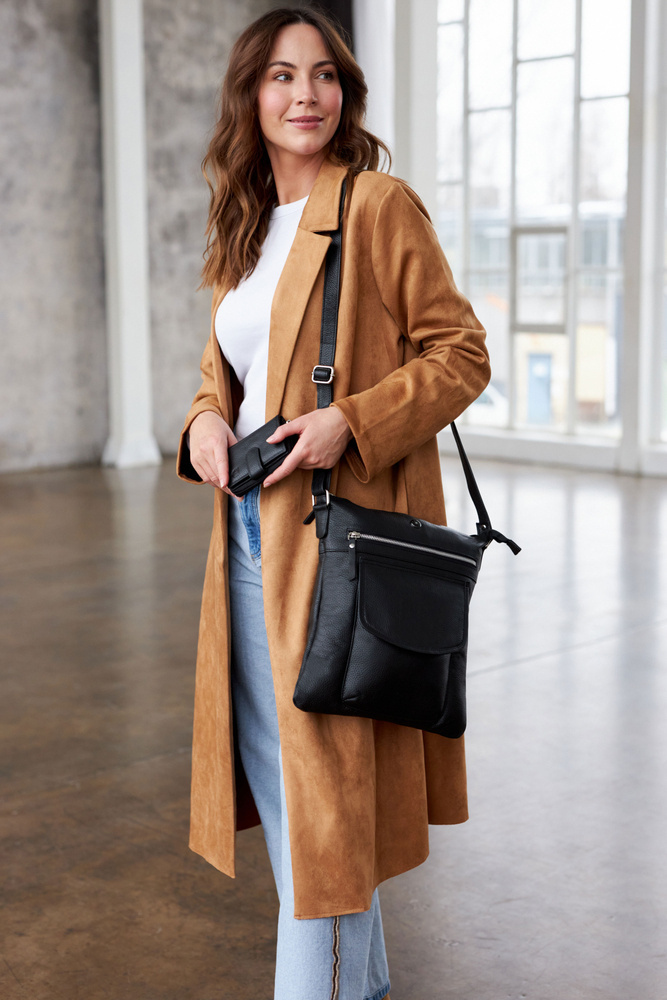 Klassische Crossbody Umhängetasche mit Geldbörse – Peterson – Bild 3
