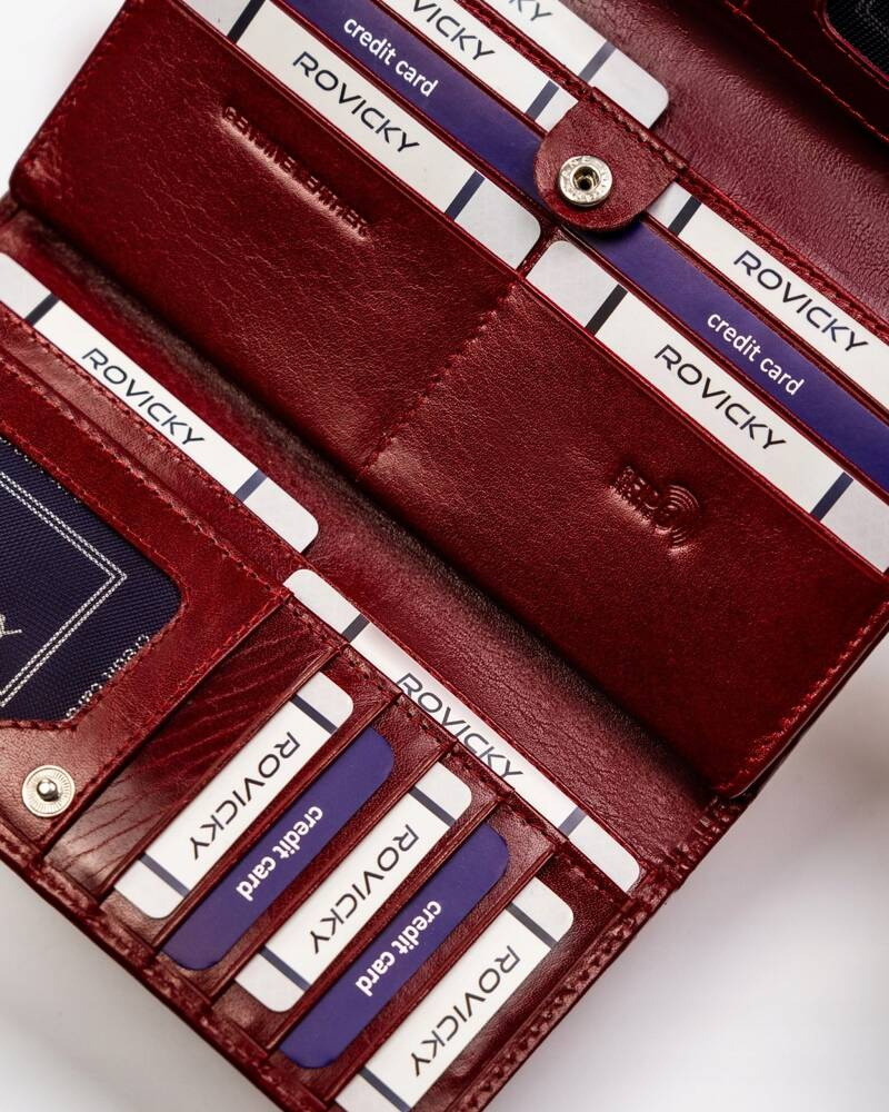 Große Damen Geldbörse aus Leder mit RFID-Schutz – Rovicky – Bild 8