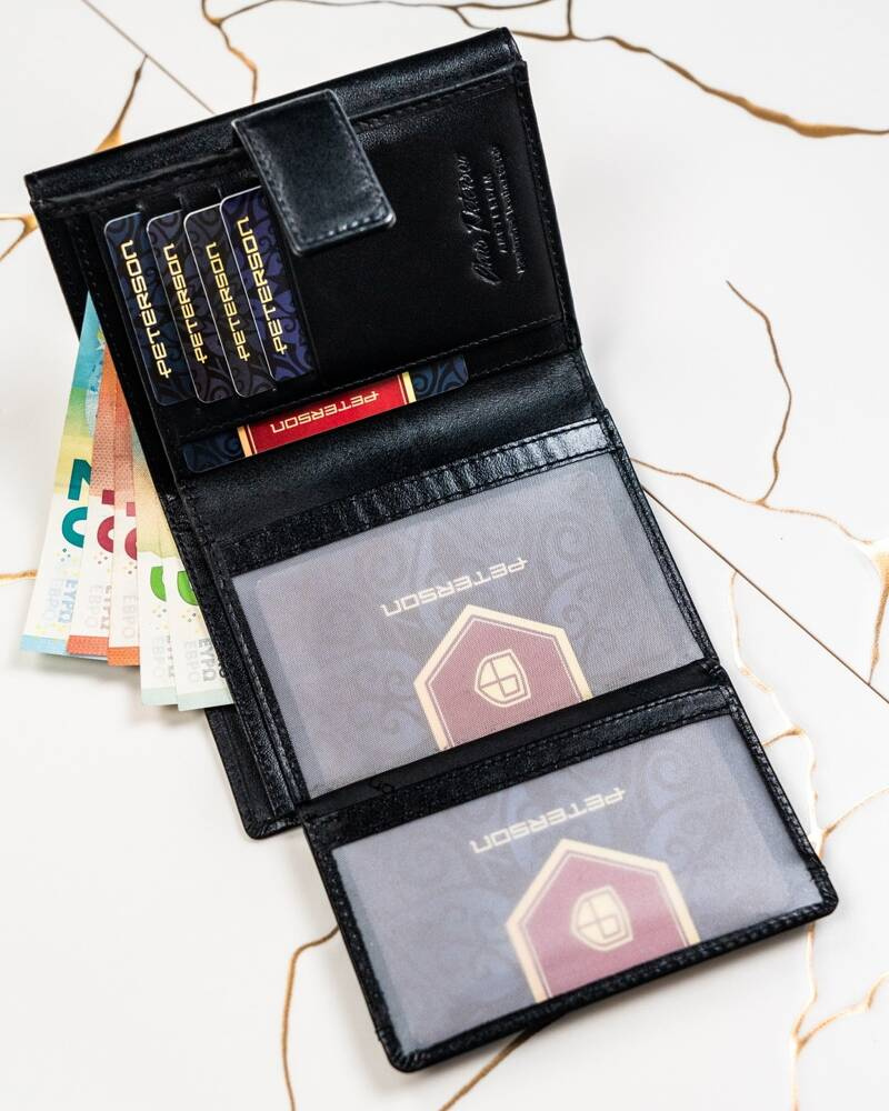 Geschenkset: Damen Geldbörse aus Leder mit Druckknopf und Schlüsselanhänger – Peterson – Bild 7