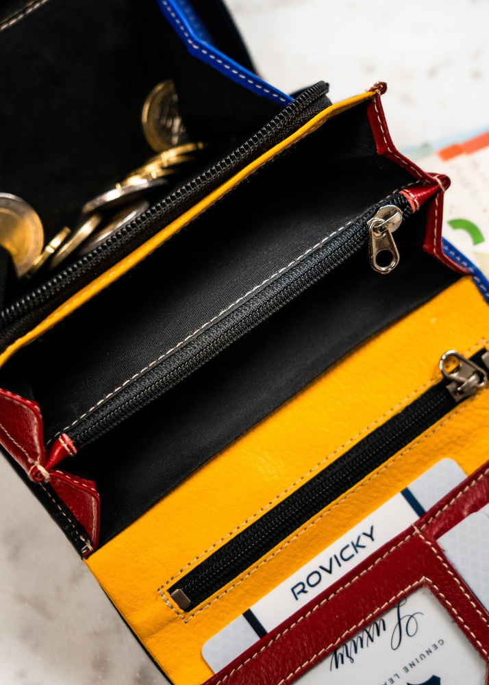 Damen Geldbörse aus Leder mit Druckknopf – Rovicky – Bild 8