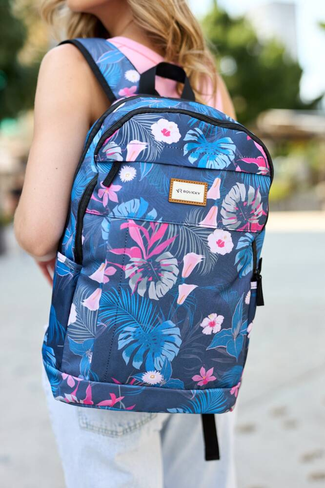 Klassischer Damen Rucksack aus Polyester mit Blumenmuster – Rovicky – Bild 12