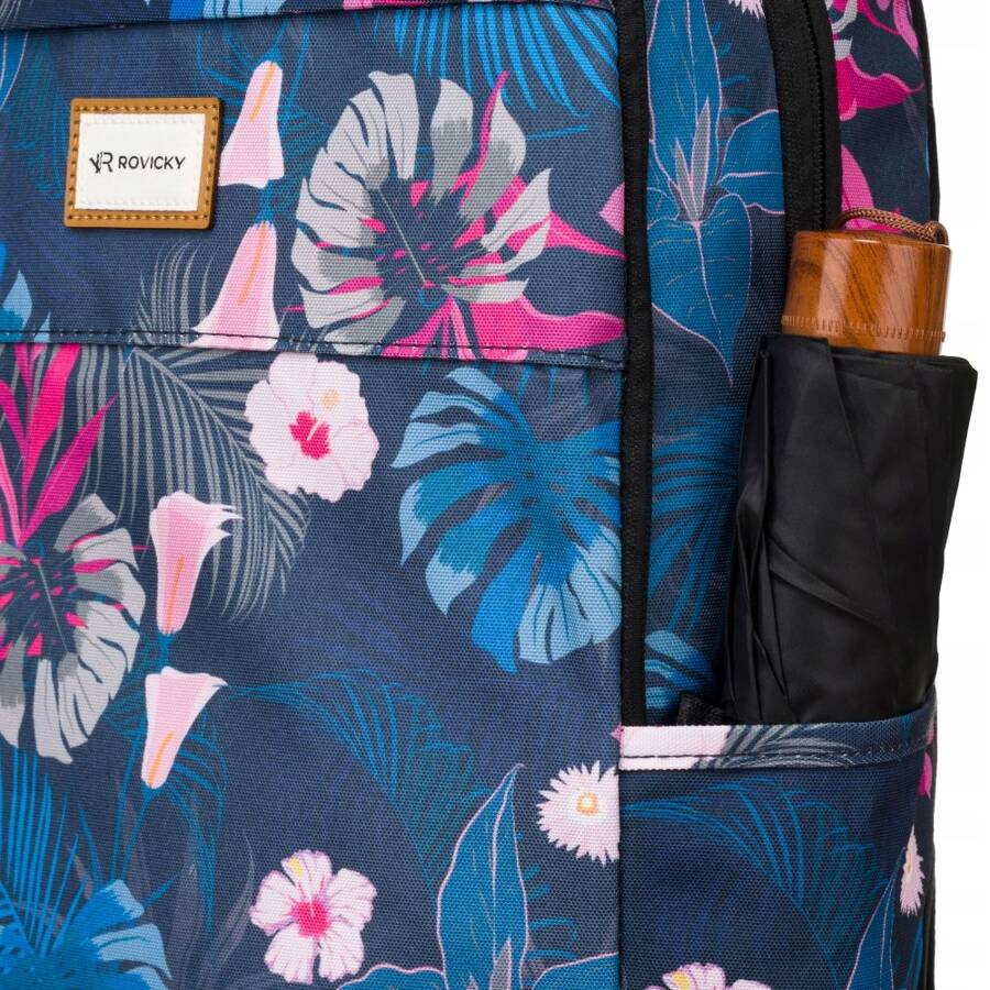 Klassischer Damen Rucksack aus Polyester mit Blumenmuster – Rovicky – Bild 7