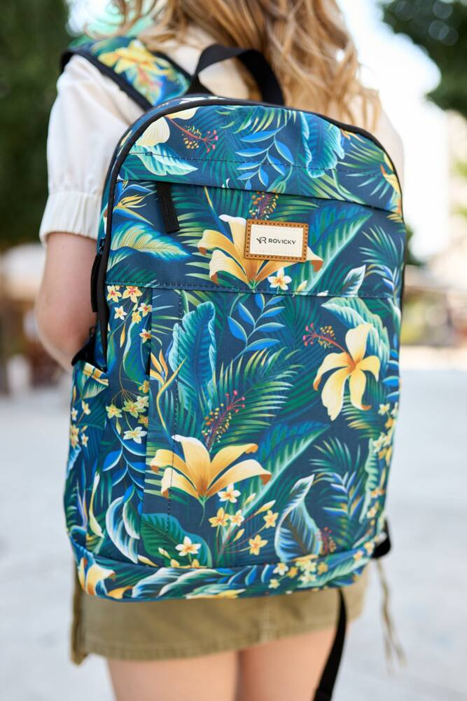 Klassischer Damen Rucksack aus Polyester mit Blumenmuster – Rovicky – Bild 6