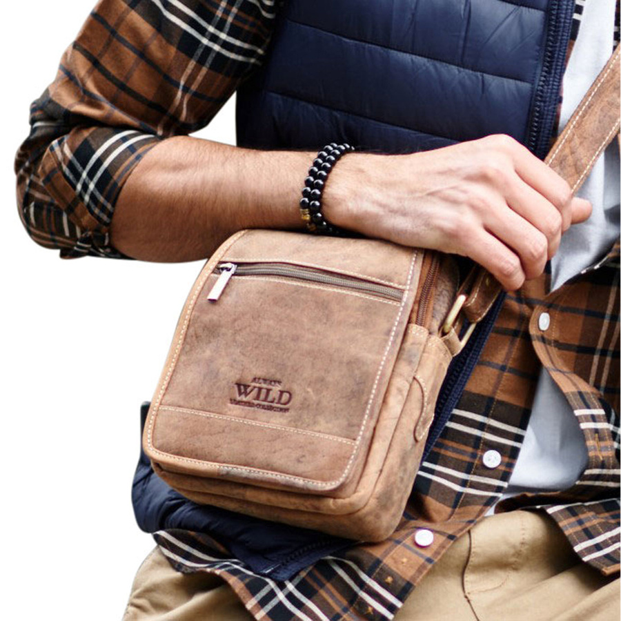 Herren-Ledertasche mit Taschen - Always Wild