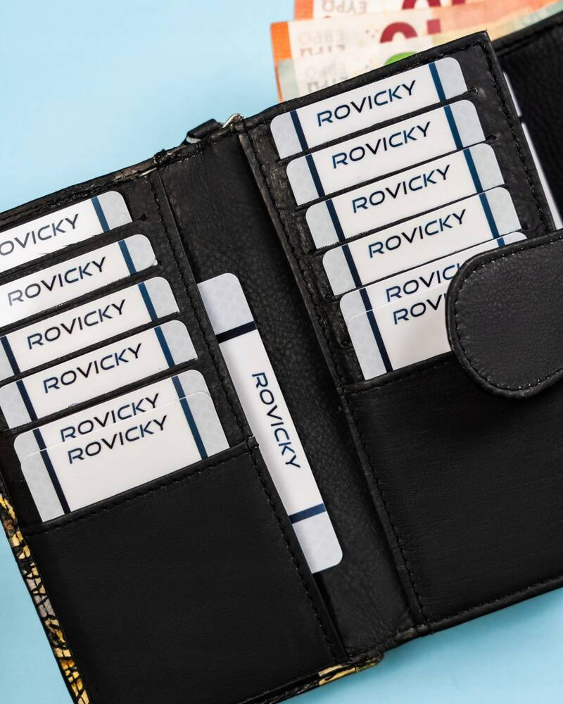Geräumige Damen Geldbörse aus Leder mit Druckknopf – Rovicky – Bild 13