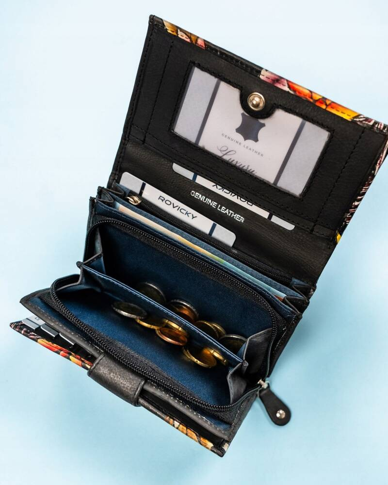 Geräumige Damen Geldbörse aus Leder mit Druckknopf – Rovicky – Bild 10
