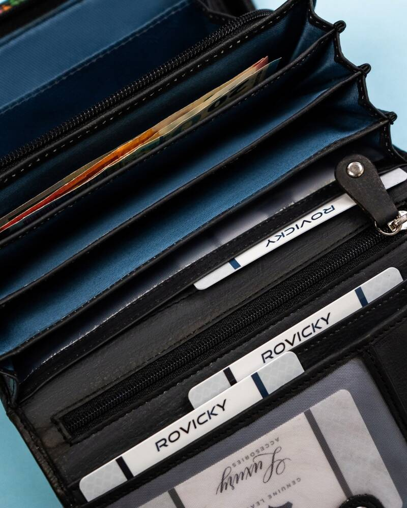 Große Damen Geldbörse aus Leder mit Druckknopf – Rovicky – Bild 10