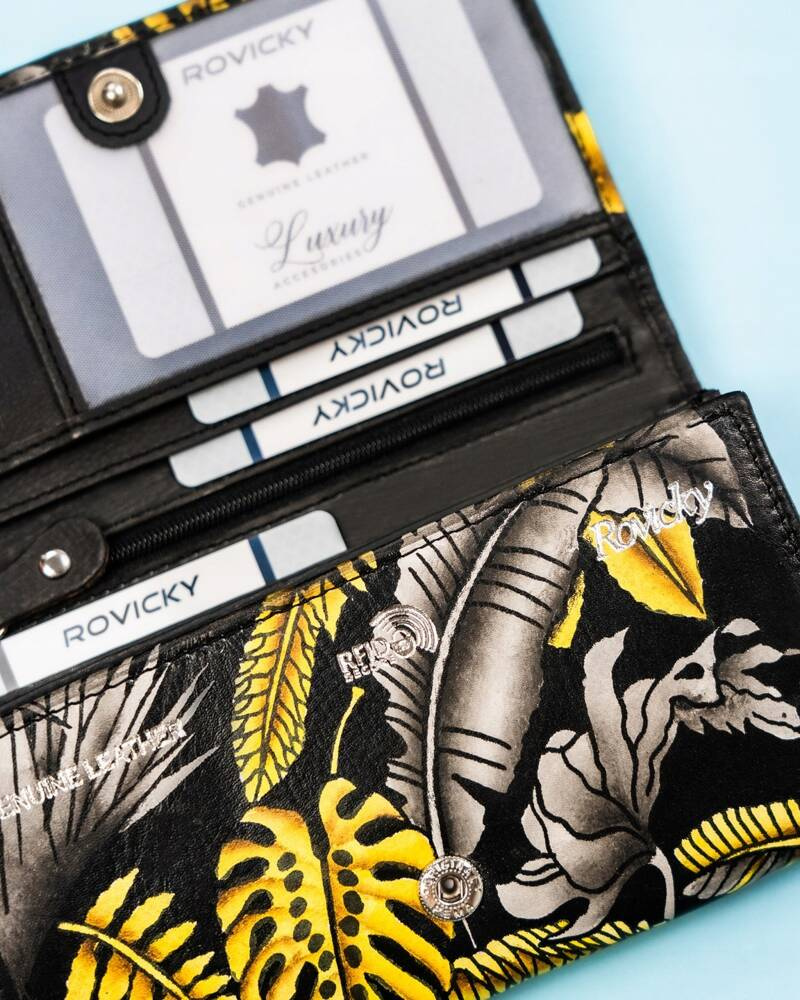 Große Damen Geldbörse aus Leder mit Druckknopf – Rovicky – Bild 8