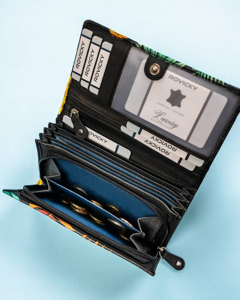 Große Damen Geldbörse aus Leder mit Druckknopf – Rovicky – Bild 11