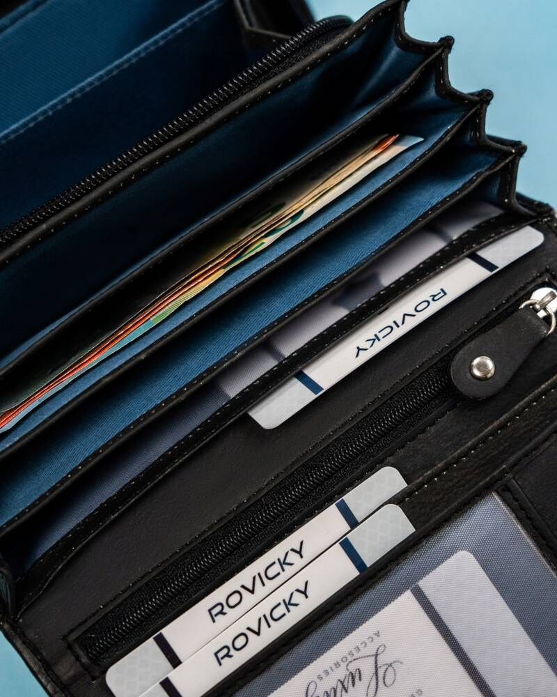 Große Damen Geldbörse aus Leder mit Druckknopf – Rovicky – Bild 9
