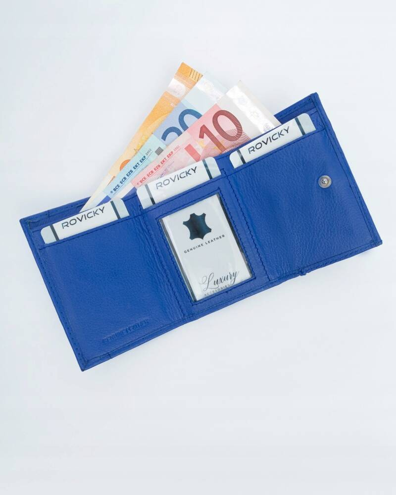 Kleine Damen Geldbörse mit Druckknopf aus echtem Leder – Rovicky – Bild 5