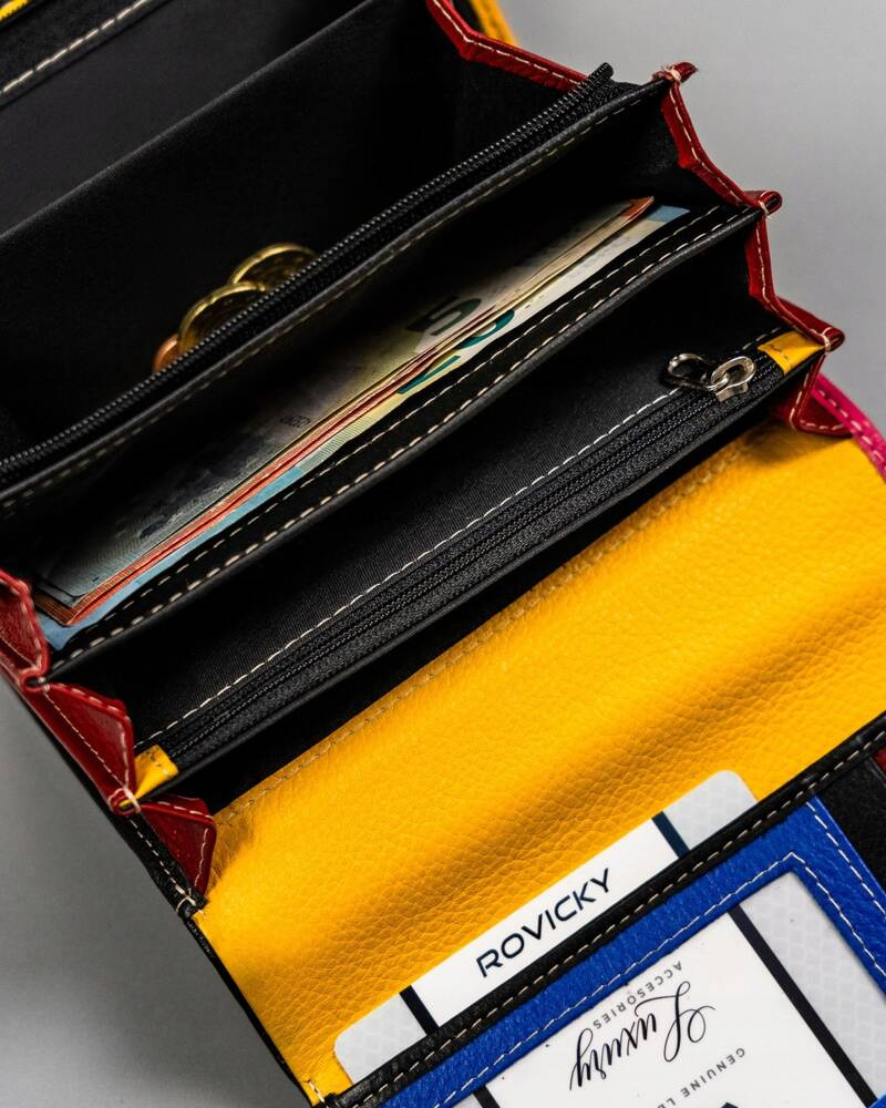 Elegante Damen Geldbörse aus Leder mit Druckknopf – Rovicky – Bild 12