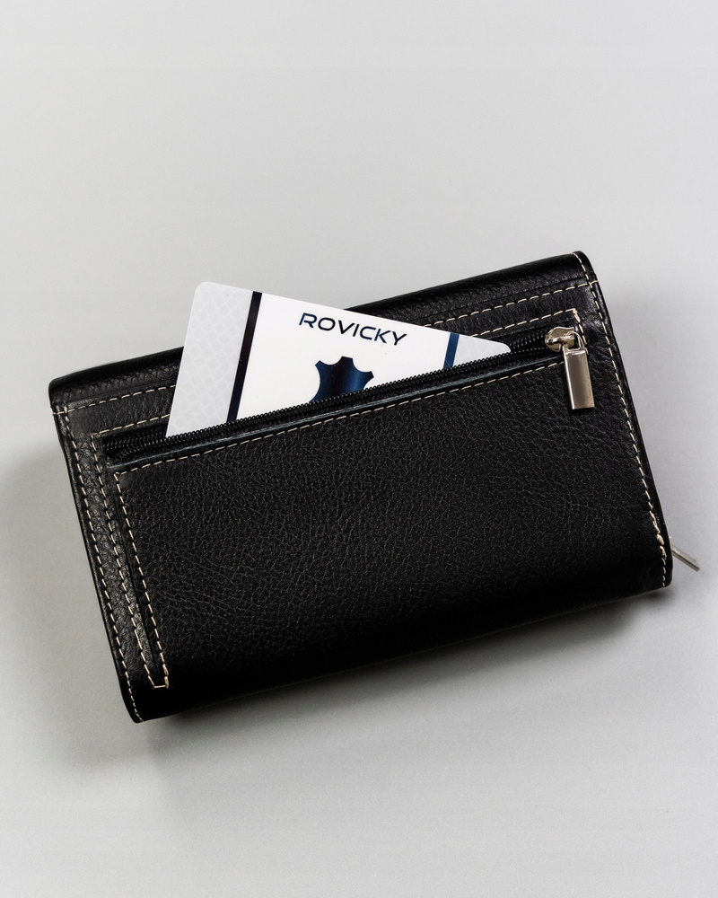 Elegante Damen Geldbörse aus Leder mit Druckknopf – Rovicky – Bild 5