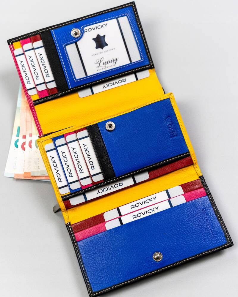 Elegante Damen Geldbörse aus Leder mit Druckknopf – Rovicky – Bild 8