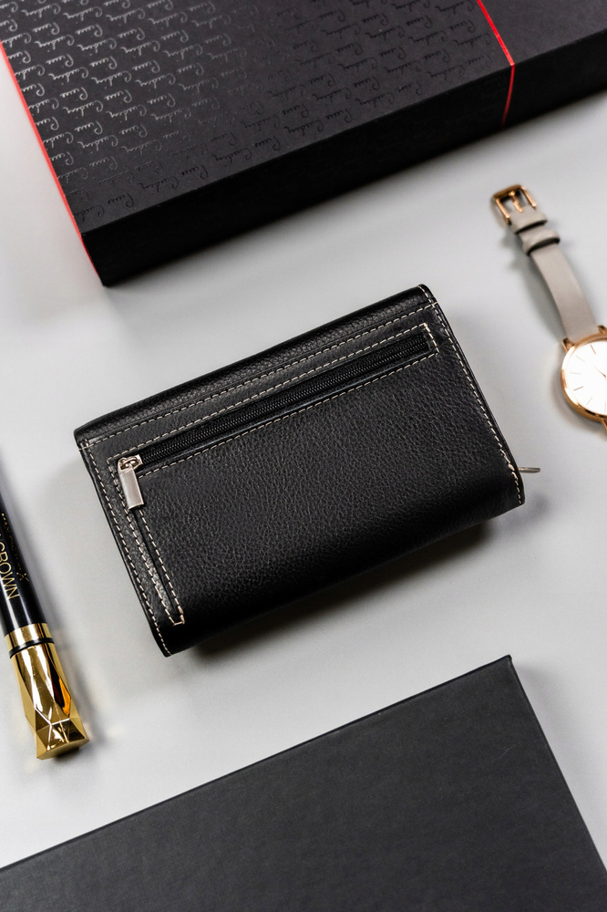 Elegante Damen Geldbörse aus Leder mit Druckknopf – Rovicky – Bild 4