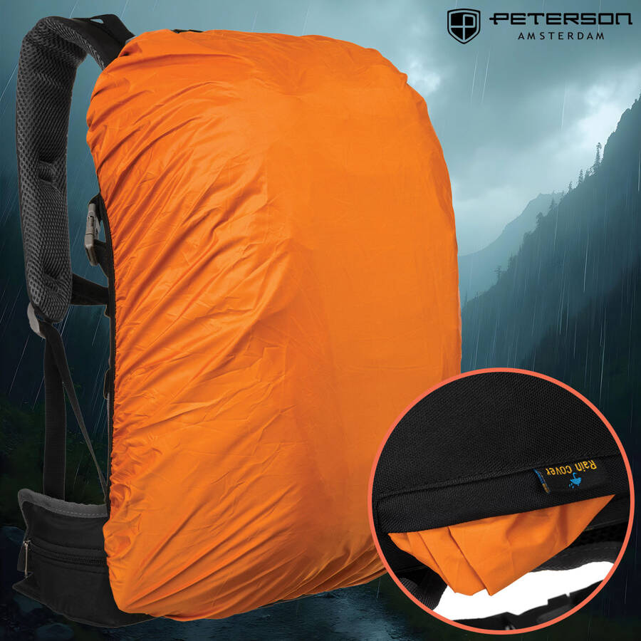 Schwarzer Adventure Trekkingrucksack mit Regenschutz – Peterson – Bild 16