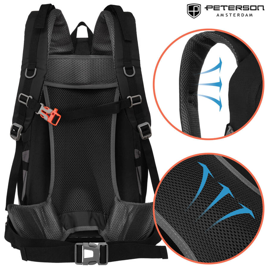 Schwarzer Adventure Trekkingrucksack mit Regenschutz – Peterson – Bild 7