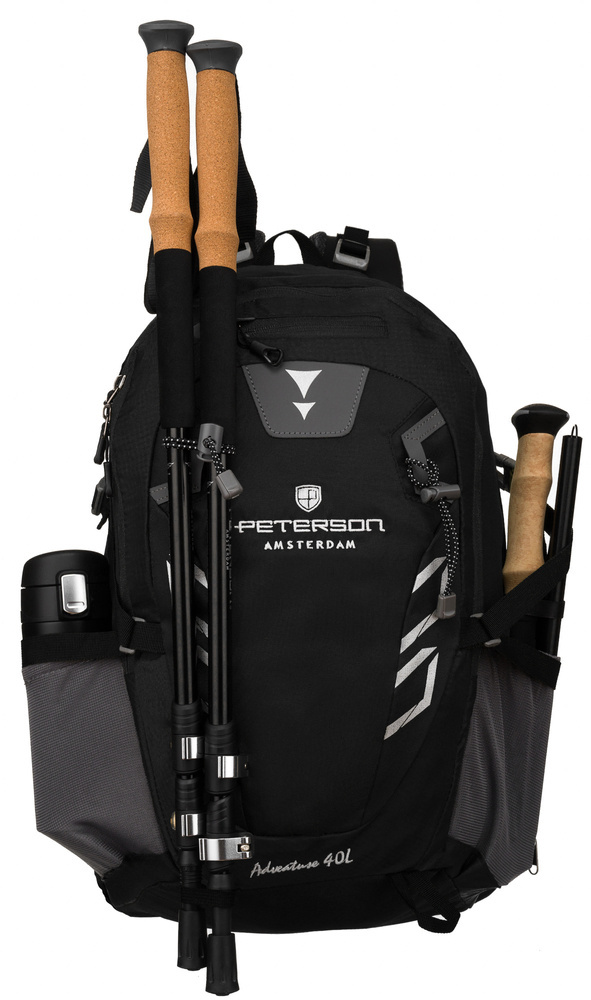 Schwarzer Adventure Trekkingrucksack mit Regenschutz – Peterson – Bild 5