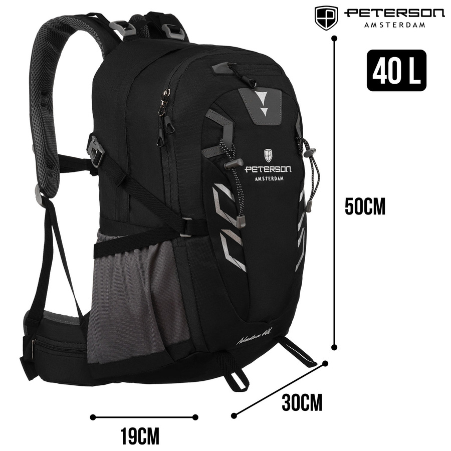 Schwarzer Adventure Trekkingrucksack mit Regenschutz – Peterson – Bild 2