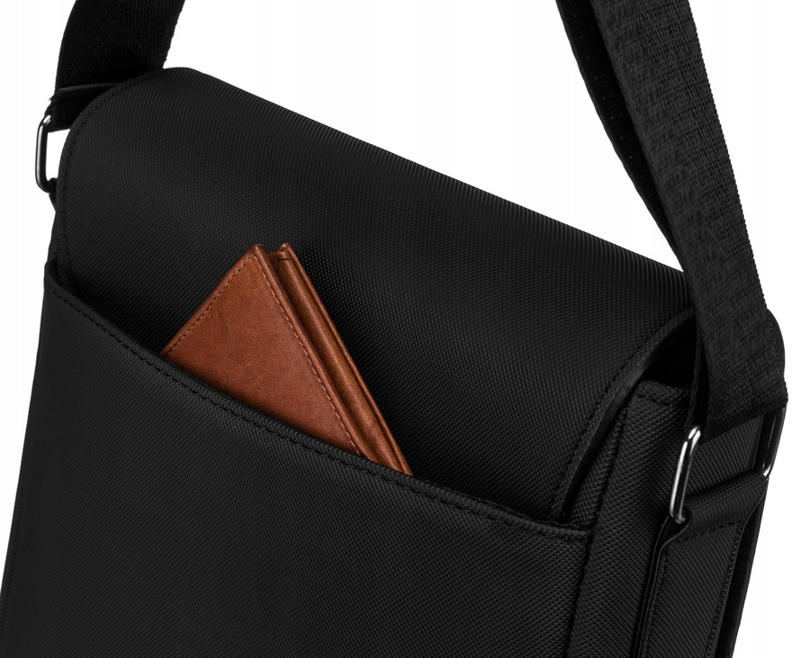 Herren Umhängetasche mit Überschlag aus Cordura in Schwarz – Rovicky – Bild 6