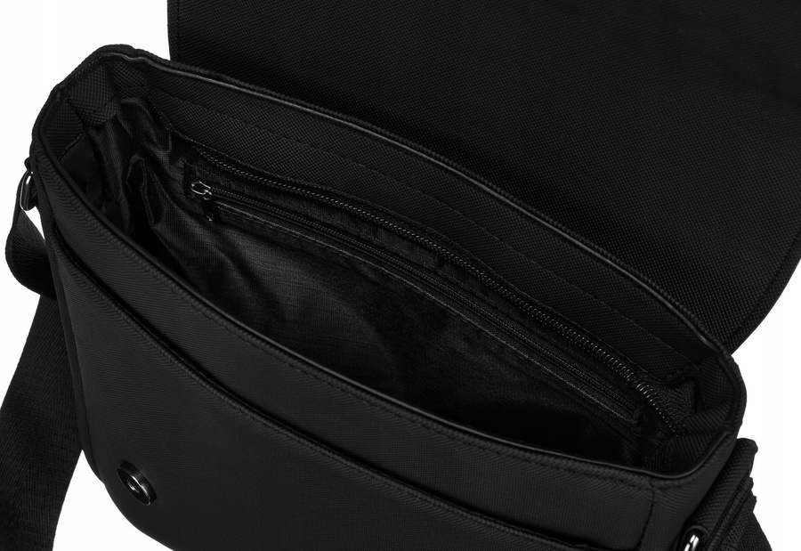 Herren Umhängetasche mit Überschlag aus Cordura in Schwarz – Rovicky – Bild 5