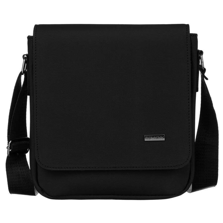 Herren Umhängetasche mit Überschlag aus Cordura in Schwarz – Rovicky – Bild 2