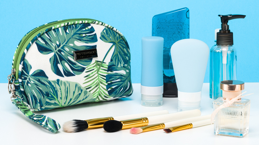 Bunte Kosmetiktasche mit Reißverschluss und Handgelenksschlaufe – Peterson – Bild 3